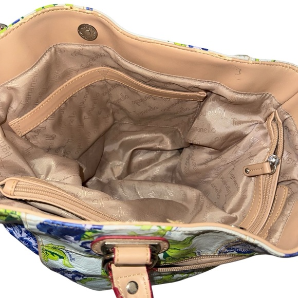 Tignanello White Tote with Blue and Green Floral Design - Picture 9 of 10